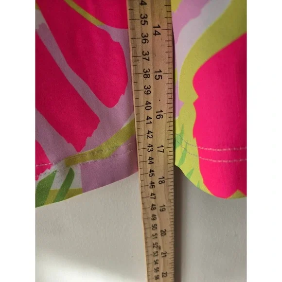 Gretchen Scott Tropical Print Pull On Skirt Women Size Medium Neon Pink Green - Picture 6 of 10
